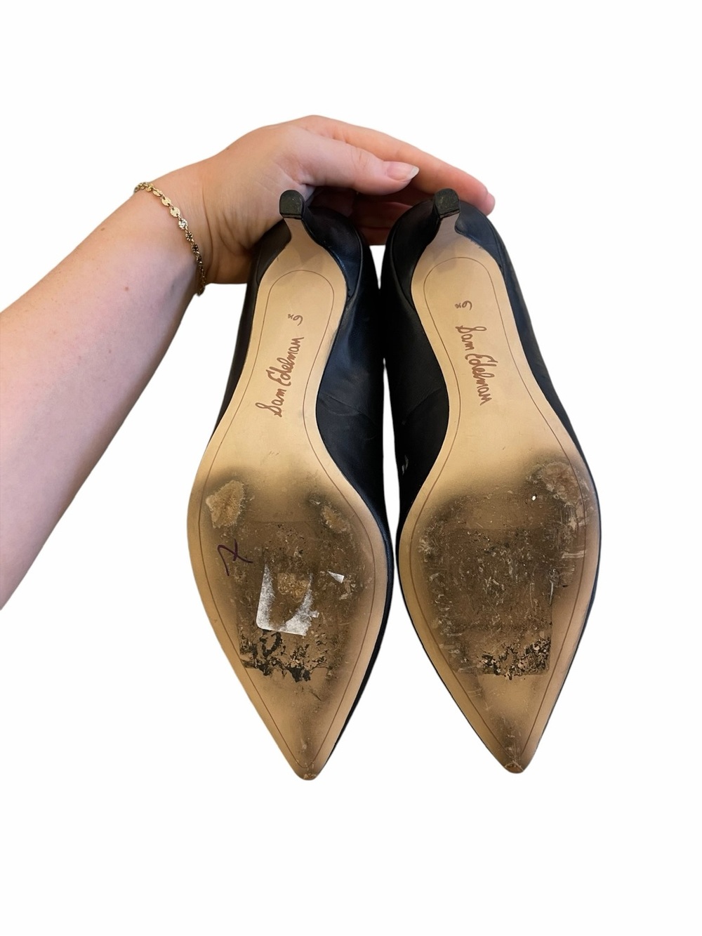 Sam Edelman Black Pointed Toe Leather Pumps - Picture 4 of 6